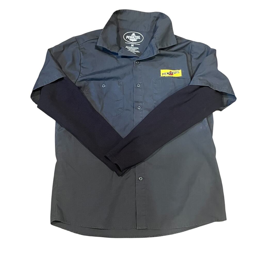 Pennzoil Racing Motor Oil Long Sleeve Shirt Gray Black Size Medium